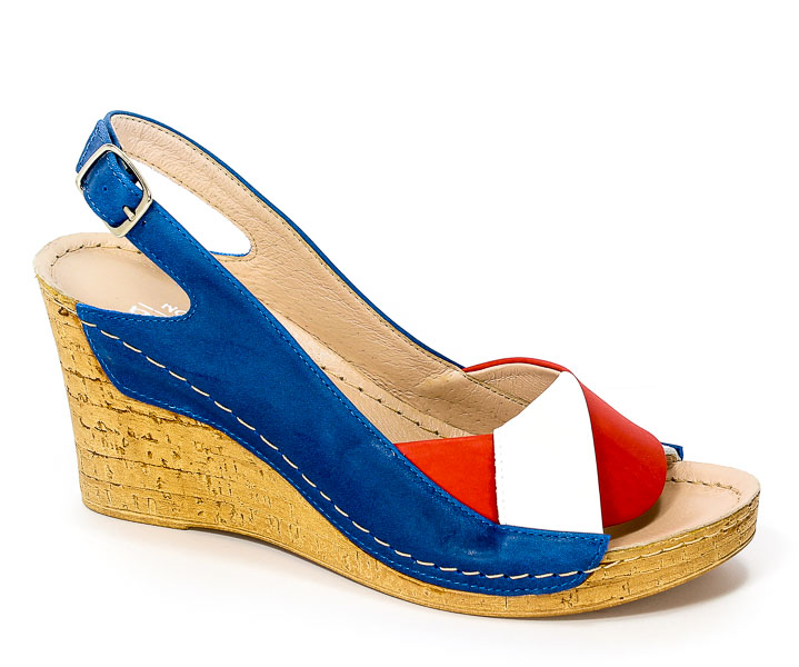 Sandały Euro Moda Tych. 564 Blu Biały Koral