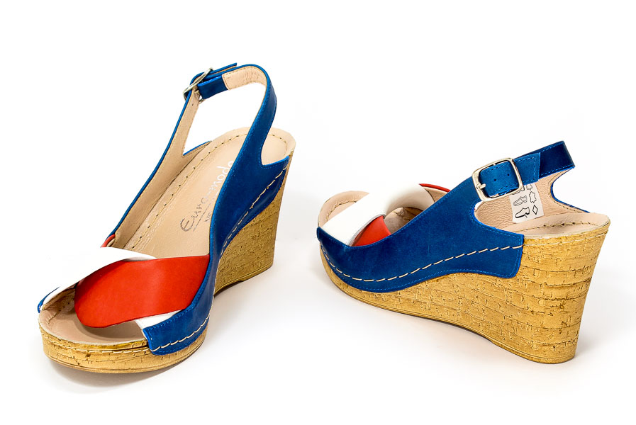 Sandały Euro Moda Tych. 564 Blu Biały Koral
