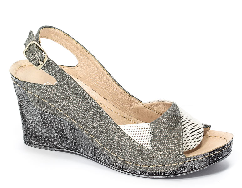 Sandały Euro Moda Tych. 564 Szaro Srebrne