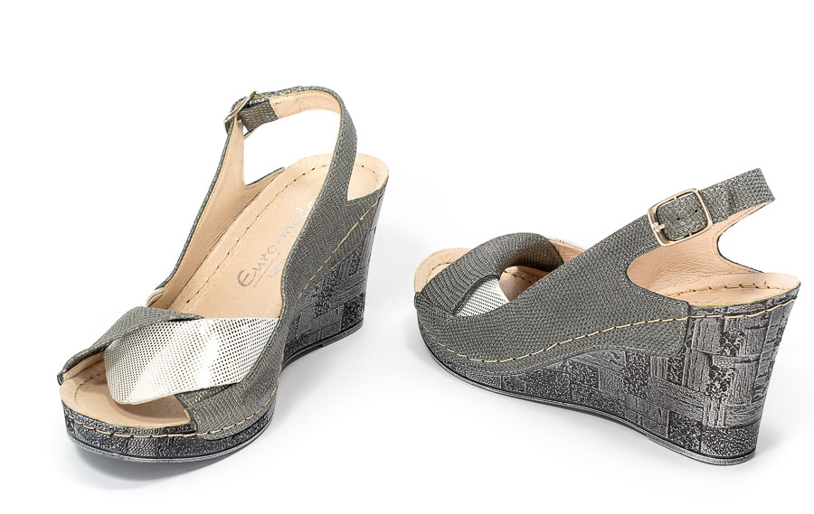 Sandały Euro Moda Tych. 564 Szaro Srebrne