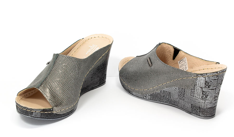 Klapki Euro Moda Tych. 581 Szaro Srebrny