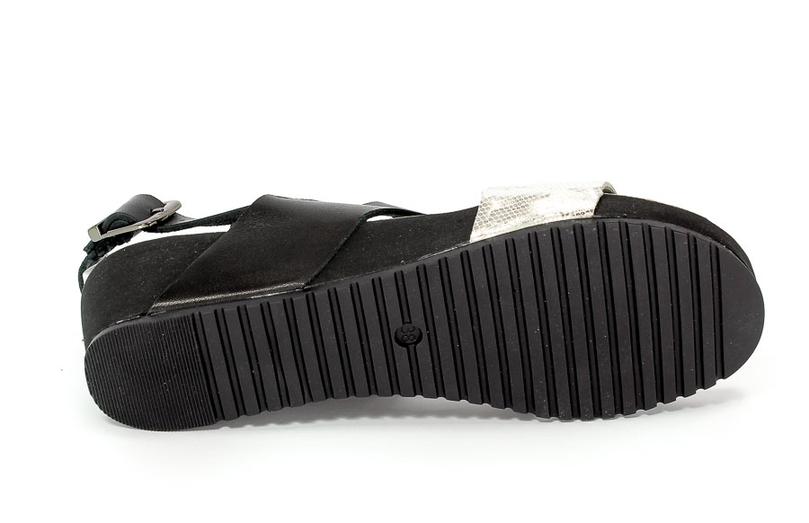 Sandały Lemar 40065 Bf.Czarny+3D Srebro