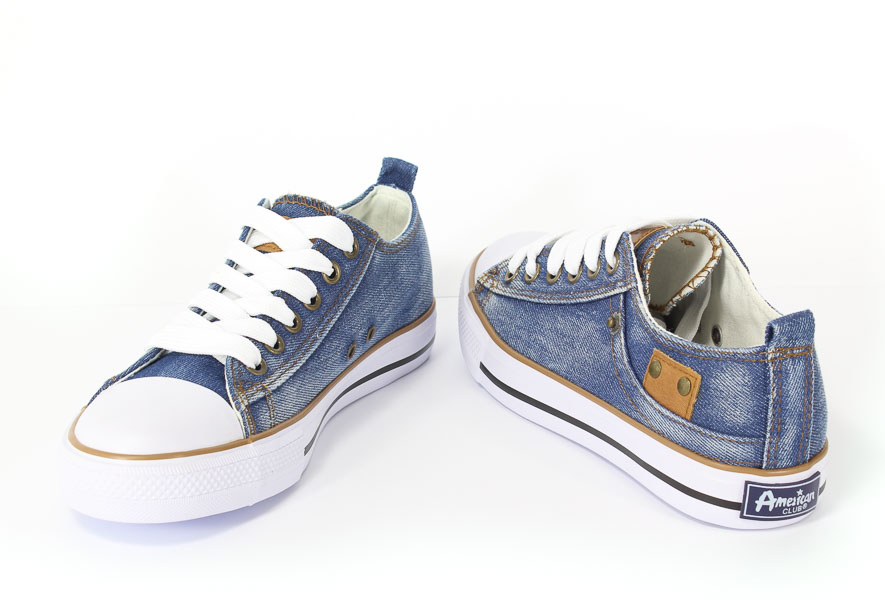 Półbuty American Lh-17-Nj05-4 Dk.Jeans-Nj05-4/White