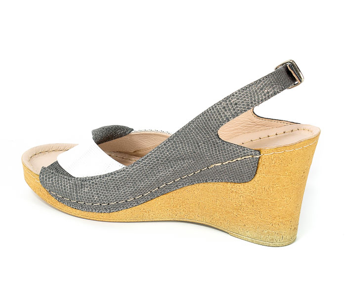 Sandały Euro Moda Tych. 564 Szaro Srebrne Srebrne Kropki