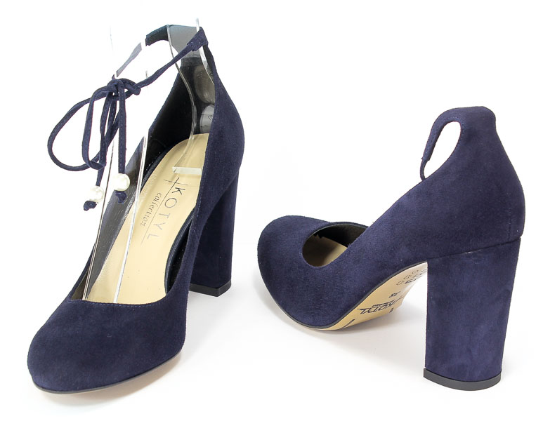 Czółenka Kotyl 8537 Granatowy Zamsz