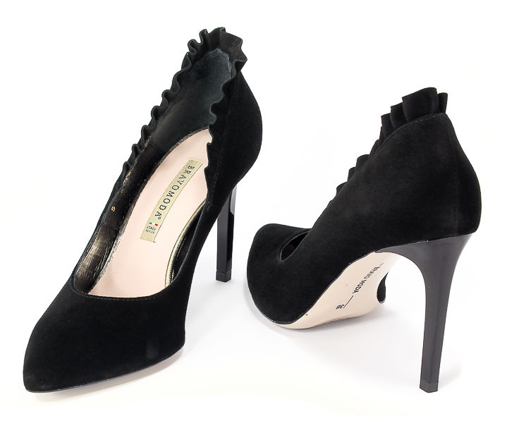 Czółenka Bravo Moda 1600 Czarny Zamsz