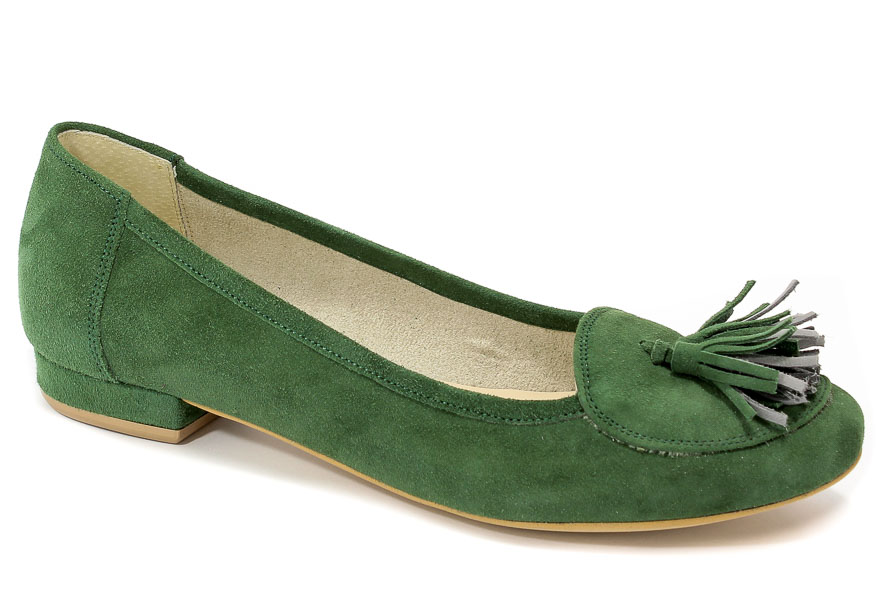 Baleriny Exquisite 1031 Zielon.Zamsz
