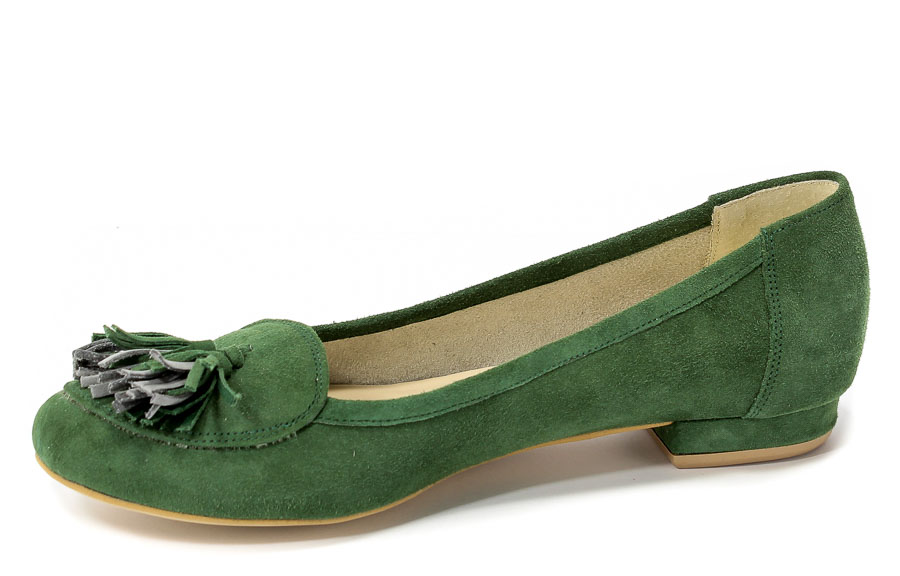 Baleriny Exquisite 1031 Zielon.Zamsz