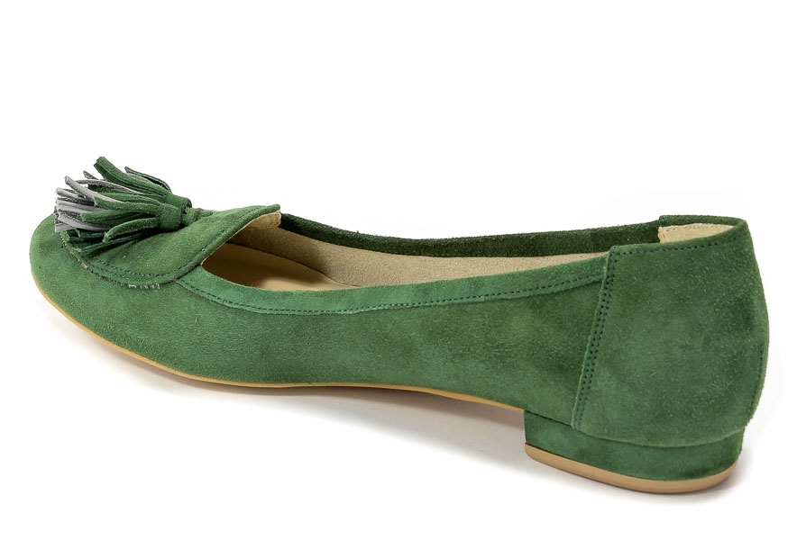 Baleriny Exquisite 1031 Zielon.Zamsz