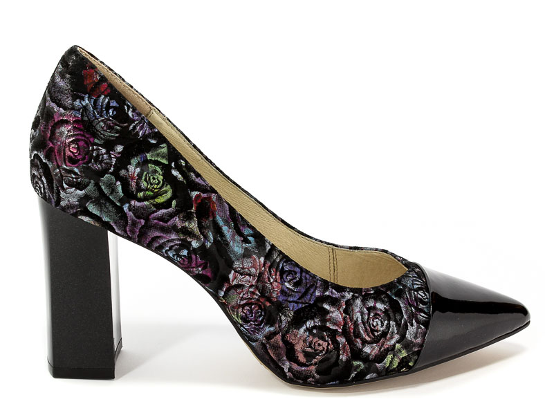 Czółenka Caprice 9-22405-20 030 Blk Flower Mul