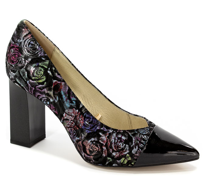 Czółenka Caprice 9-22405-20 030 Blk Flower Mul