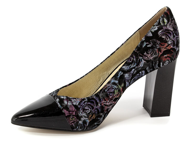 Czółenka Caprice 9-22405-20 030 Blk Flower Mul