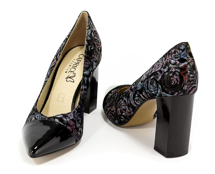 Czółenka Caprice 9-22405-20 030 Blk Flower Mul