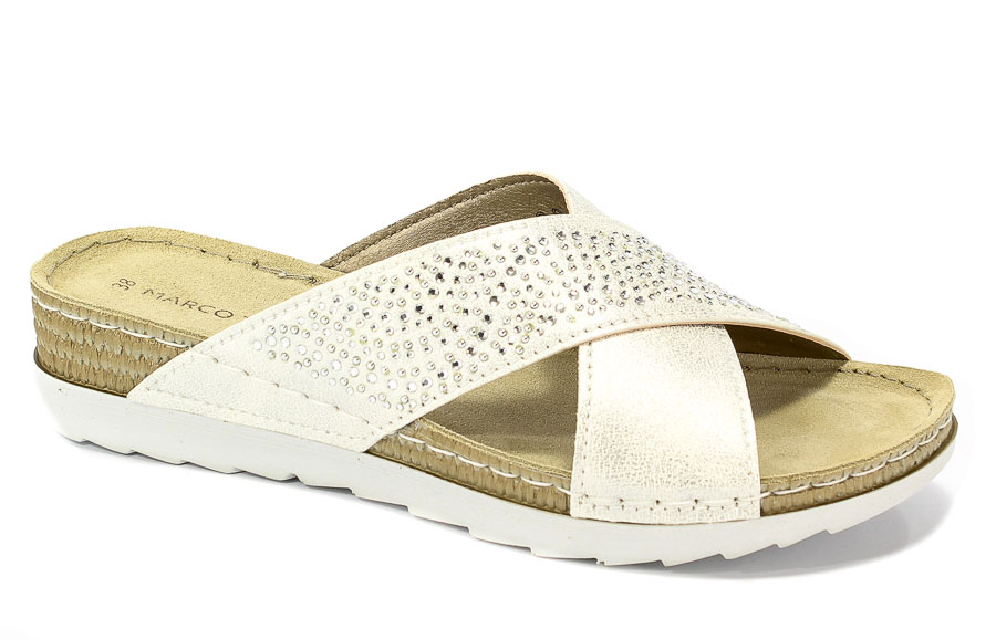 Klapki Letnie Marco Tozzi 2-27502-20 125 White Met.Comb