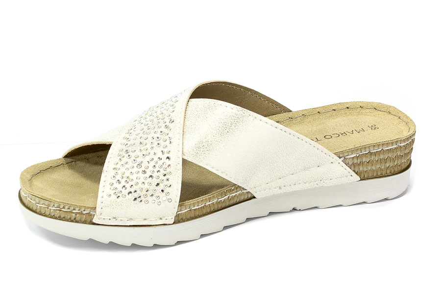 Klapki Letnie Marco Tozzi 2-27502-20 125 White Met.Comb