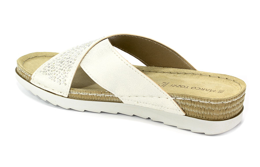 Klapki Letnie Marco Tozzi 2-27502-20 125 White Met.Comb