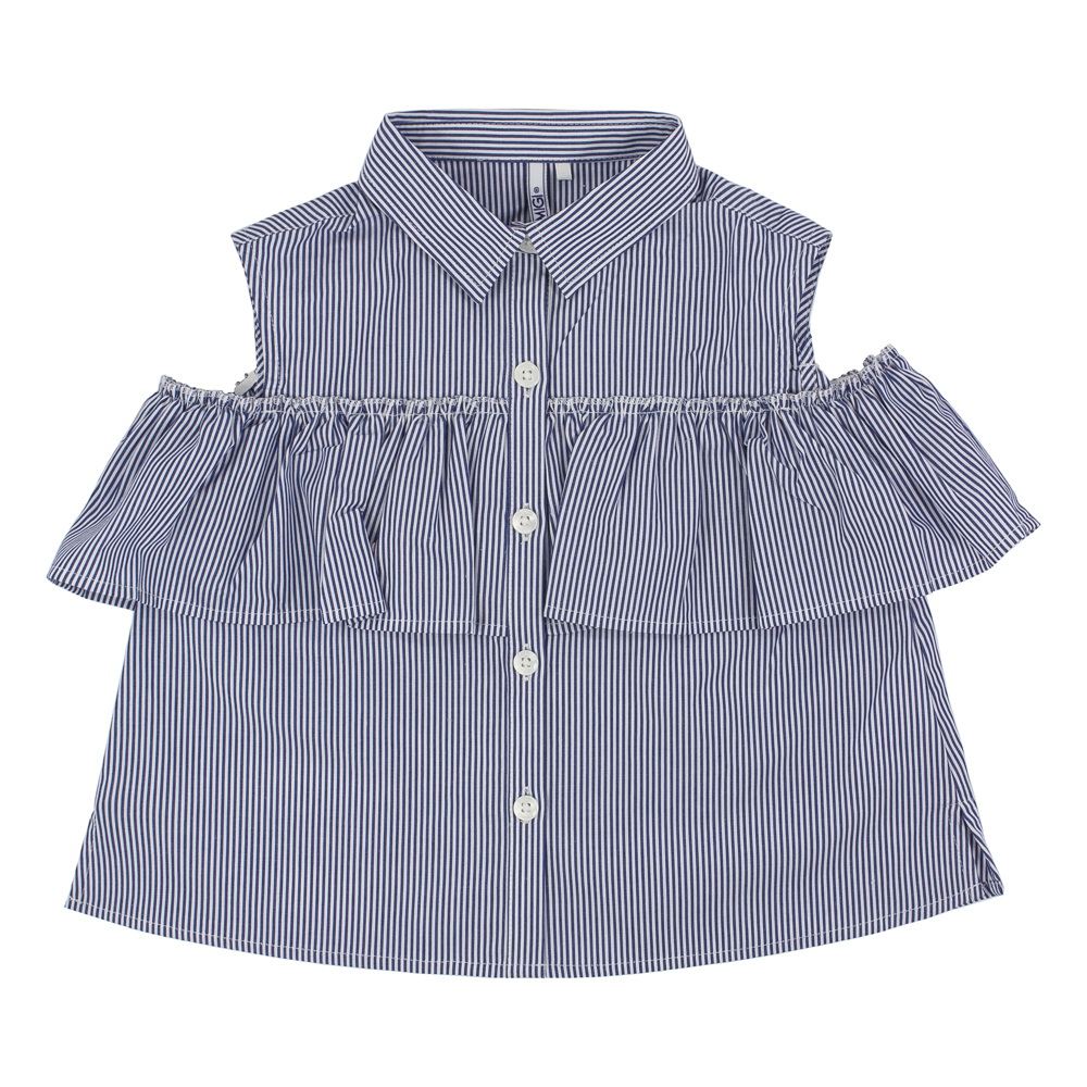 Bluzka Z Falbanką Primigi Outerwear Paski Biało-Granatowe 41252501 7-14 Lat