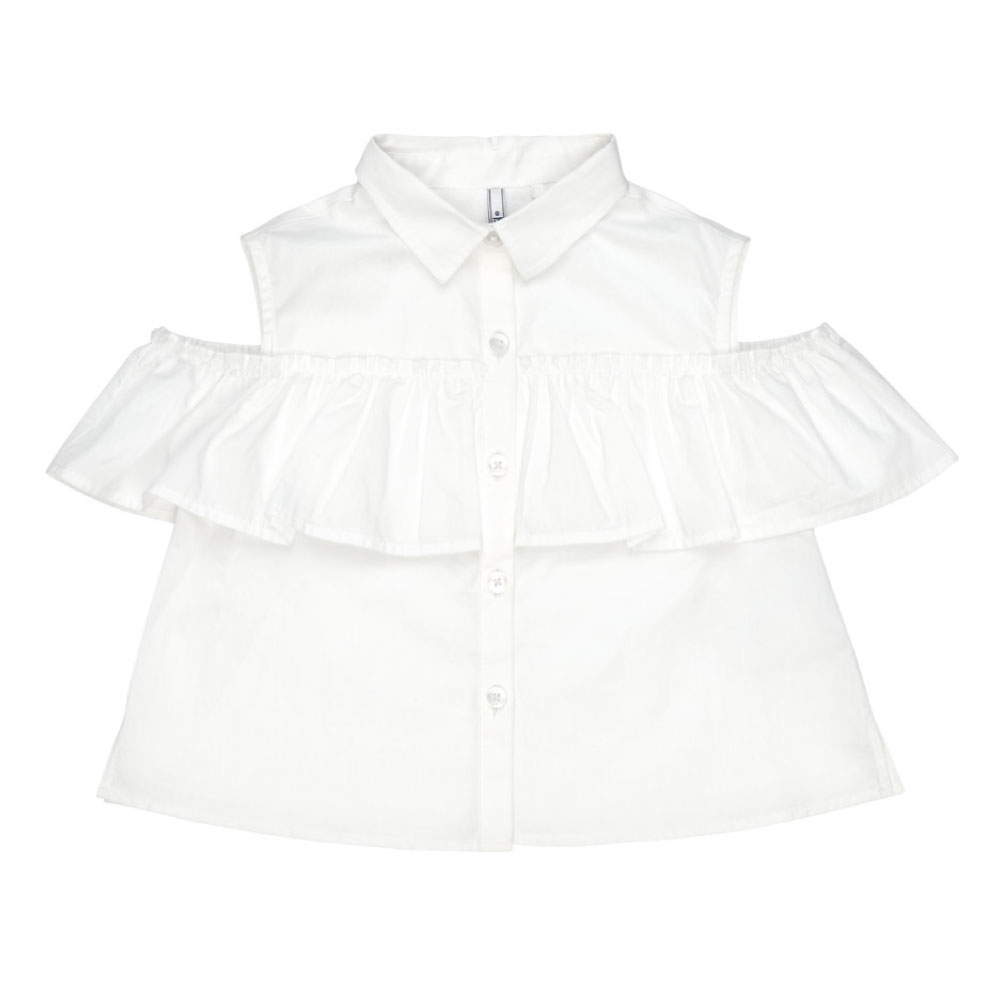 Bluzka Z Falbanką Primigi Outerwear Biała 41252502 7-14 Lat