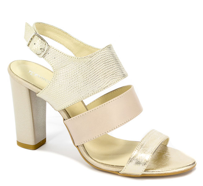 Sandały Euro Moda Ro 389 Złoto+Beż