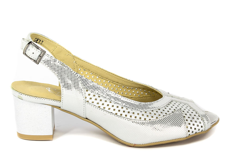 Czółenka letnie Korzeniowski 2863 Pixel srebro+silver