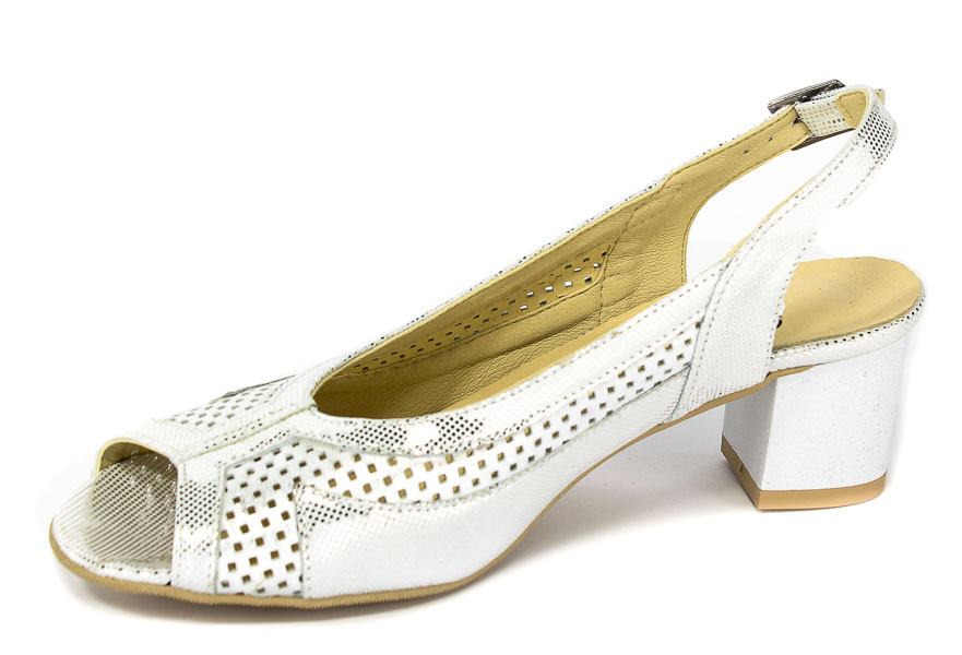 Czółenka letnie Korzeniowski 2863 Pixel srebro+silver