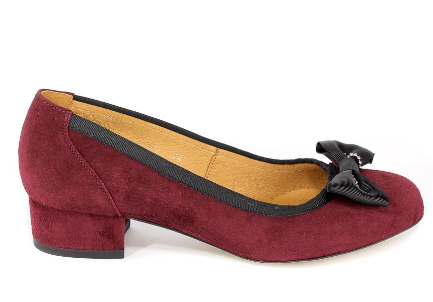 Czółenka Enrico Daniele C082-Z05+Z05-SC Zamsz Bordo+Zamsz Bordo