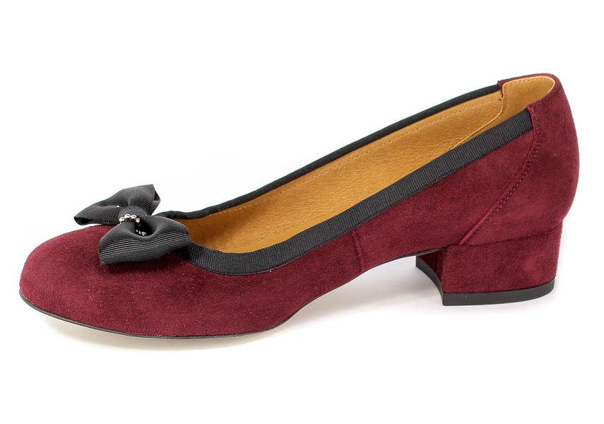 Czółenka Enrico Daniele C082-Z05+Z05-SC Zamsz Bordo+Zamsz Bordo