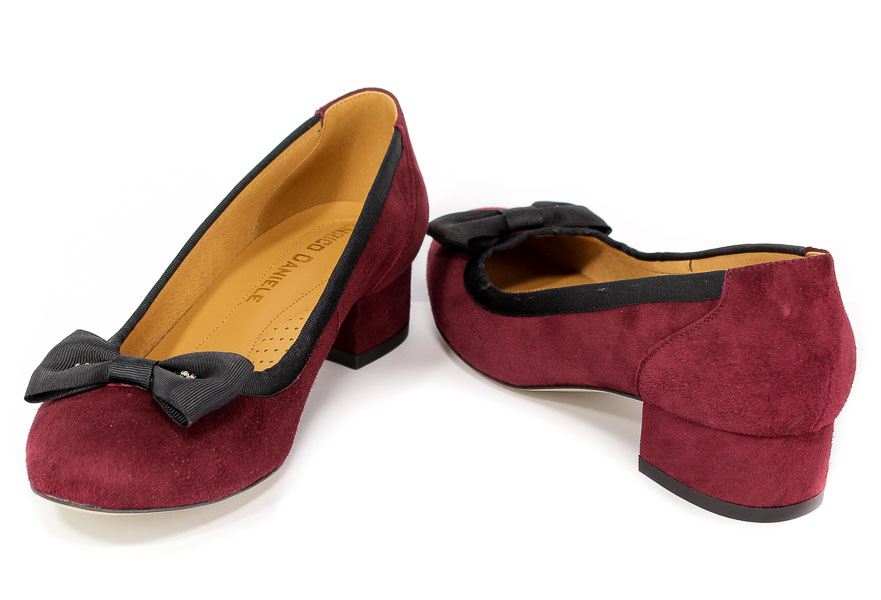 Czółenka Enrico Daniele C082-Z05+Z05-SC Zamsz Bordo+Zamsz Bordo