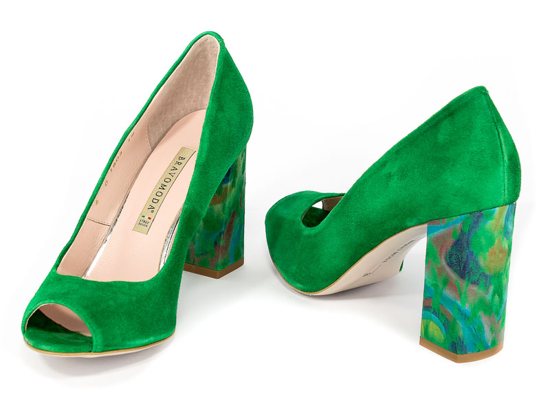 Czółenka Letnie Bravo Moda 1603 Green Zamsz+Papuga
