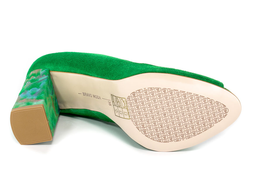 Czółenka Letnie Bravo Moda 1603 Green Zamsz+Papuga