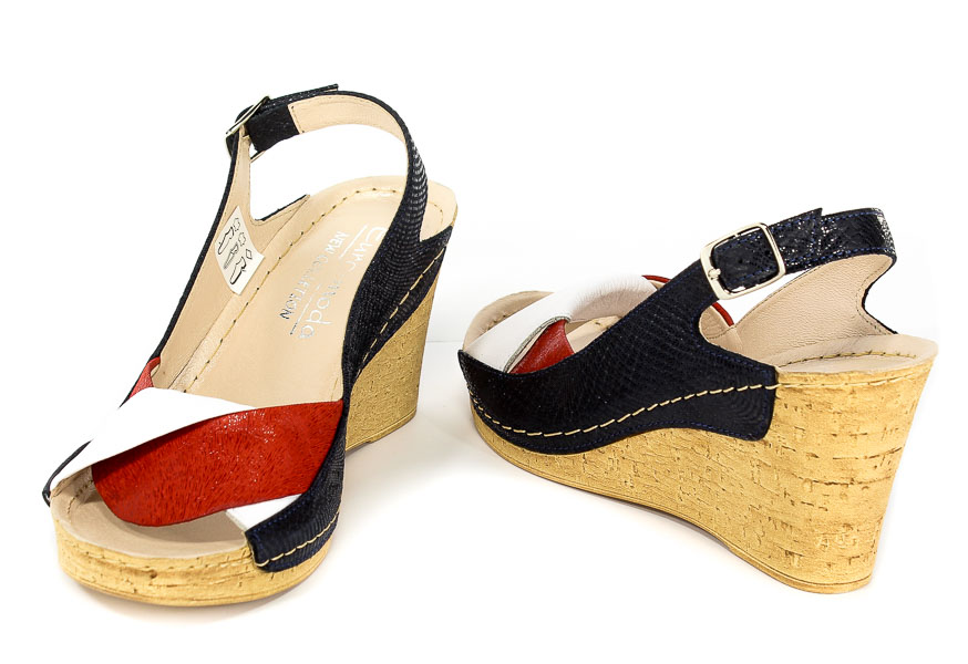 Sandały Euro Moda Tych 564 Granat Czerwony Biały