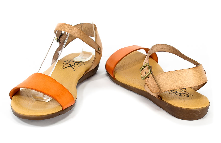 Sandały SPK Shoes 8240 Vaquetilla Naranja/Nuez