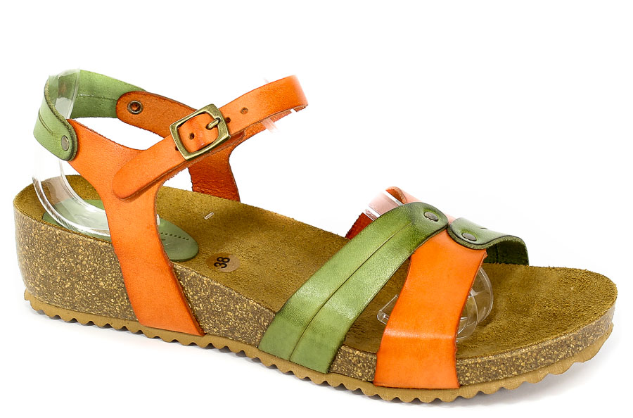 Sandały SPK Shoes 801 Vaquetilla Naranja/Musgo