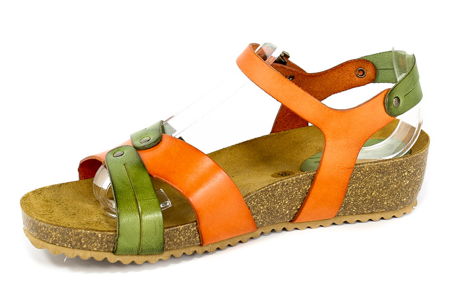 Sandały SPK Shoes 801 Vaquetilla Naranja/Musgo
