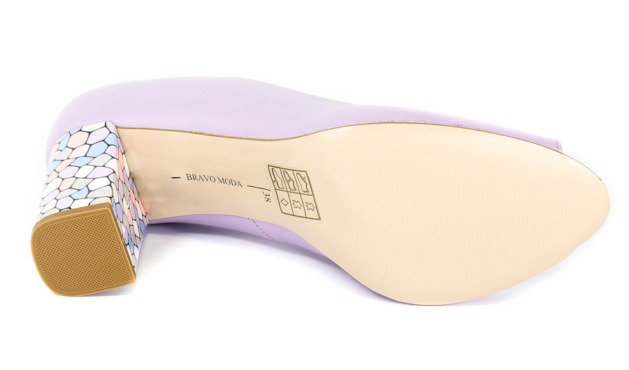 Czółenka Letnie Bravo Moda 1599 Lila Skóra+Kamienie