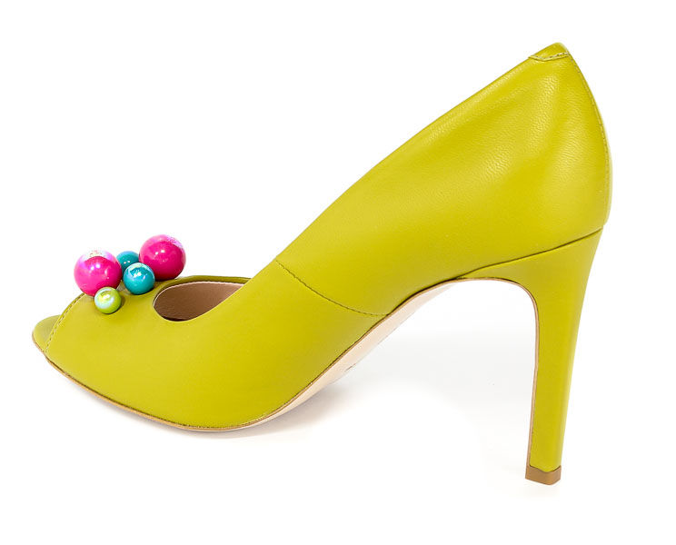 Czółenka Letnie Bravo Moda 1609 Limonka Skóra