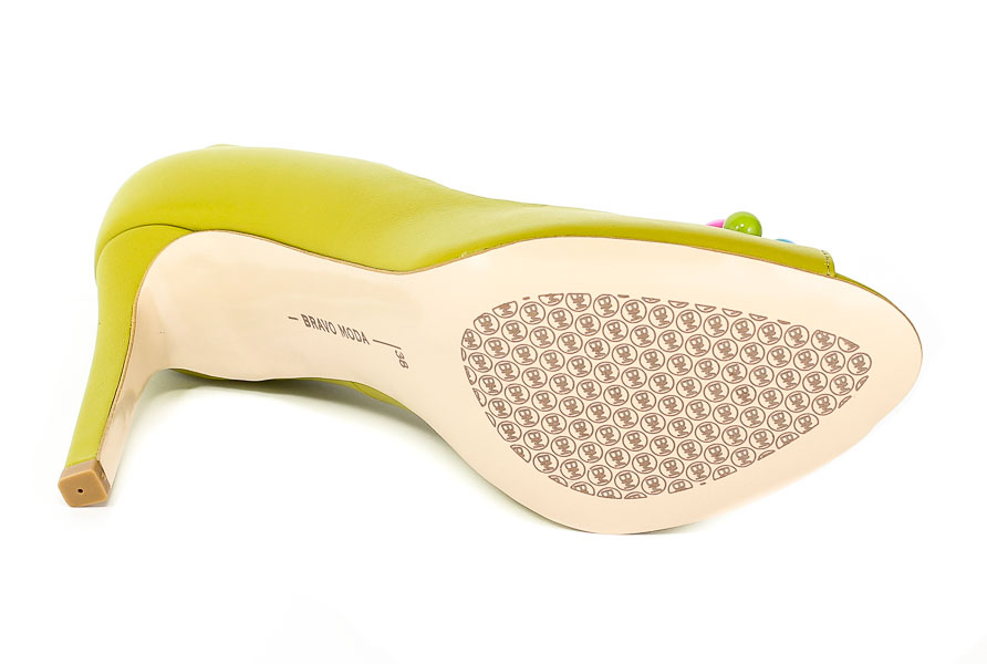Czółenka Letnie Bravo Moda 1609 Limonka Skóra