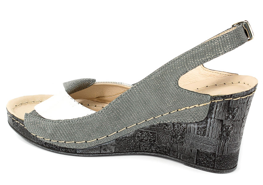 Sandały Euro Moda Tych. 564 Szara Roma Sreb Kropki