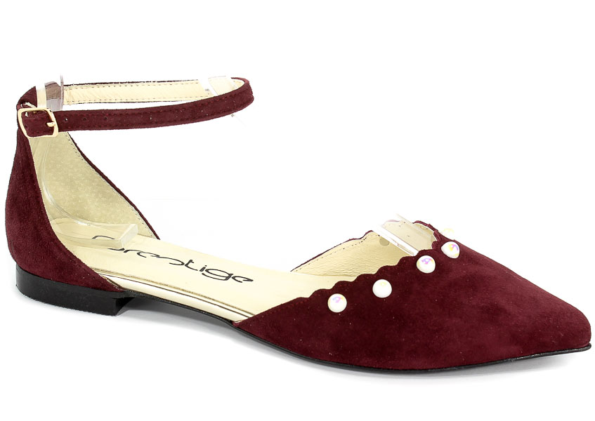 Sandały Prestige 1015 Bordo-Zamsz