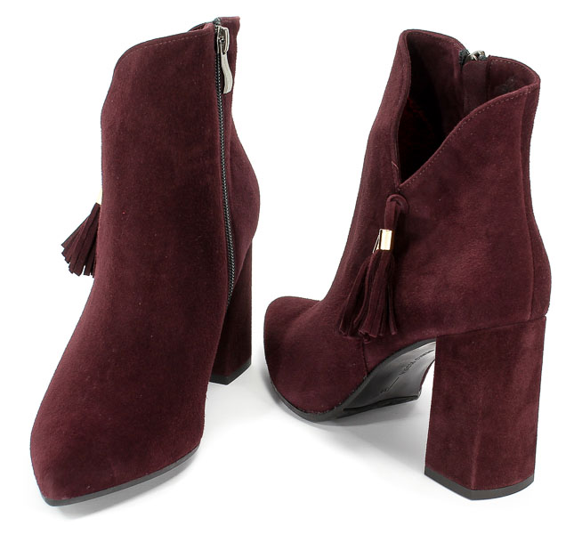 Botki Bravo Moda 2082 Sliwka Zamsz