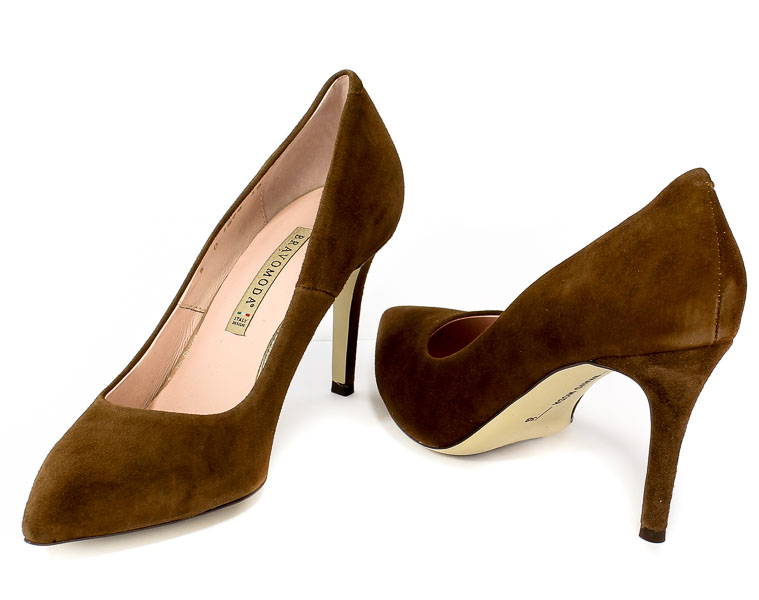 Czółenka Bravo Moda 1679 Jasny Brąz Zamsz