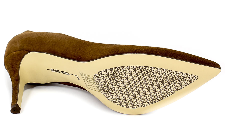 Czółenka Bravo Moda 1679 Jasny Brąz Zamsz