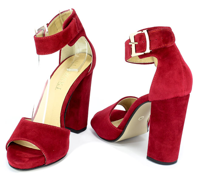 Sandały Lewski 2661/G Bordo Zamsz