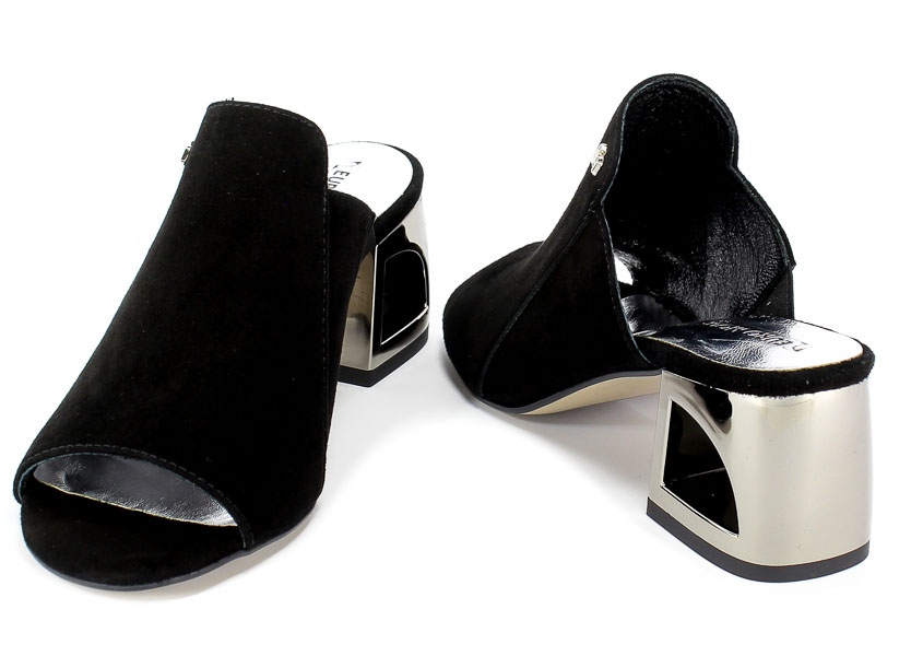 Klapki Euro Moda ChB 19 92183 Zamsz Czarny
