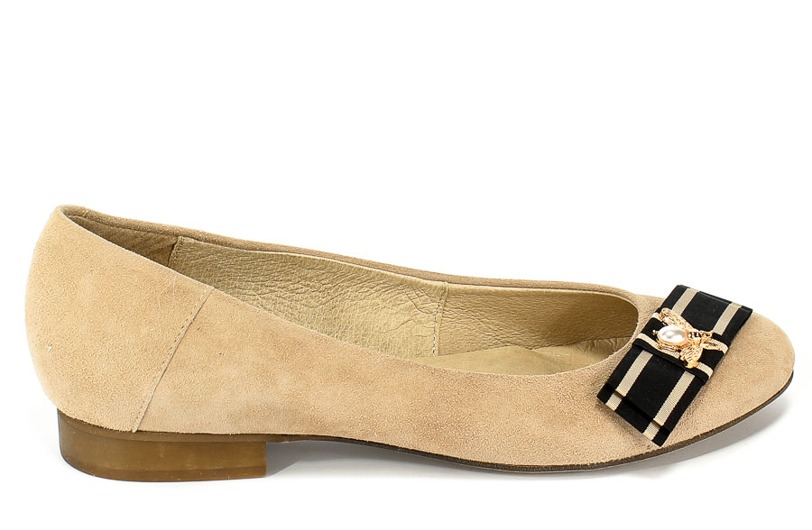 Baleriny Euro Moda ChB 19 92301 Zamsz Beż
