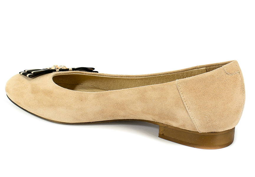 Baleriny Euro Moda ChB 19 92301 Zamsz Beż
