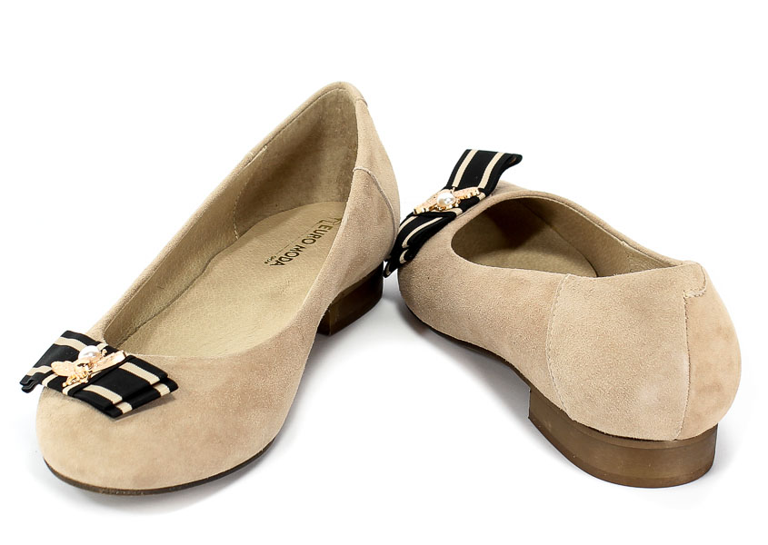 Baleriny Euro Moda ChB 19 92301 Zamsz Beż