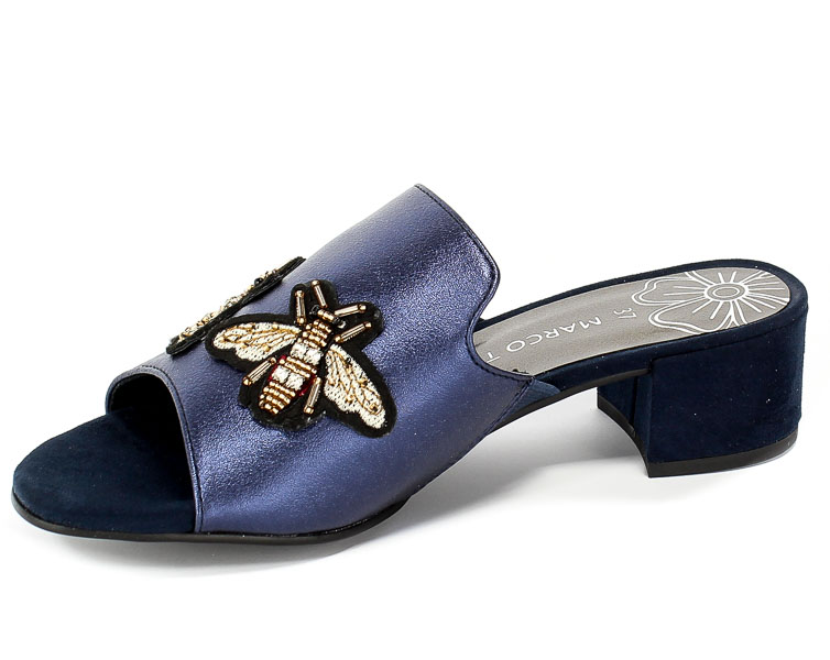 Klapki Marco Tozzi 2-27209-22 844 Navy Met.Comb