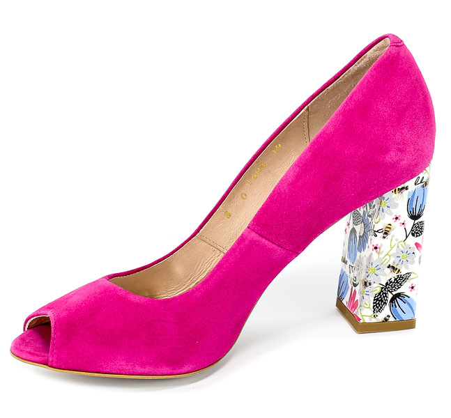Czółenka Letnie Bravo Moda 1603 Pink Zamsz+Kwiaty