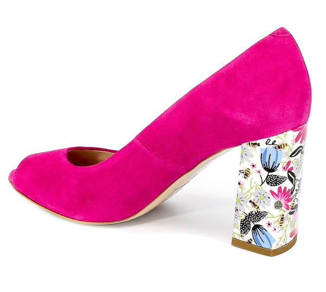 Czółenka Letnie Bravo Moda 1603 Pink Zamsz+Kwiaty